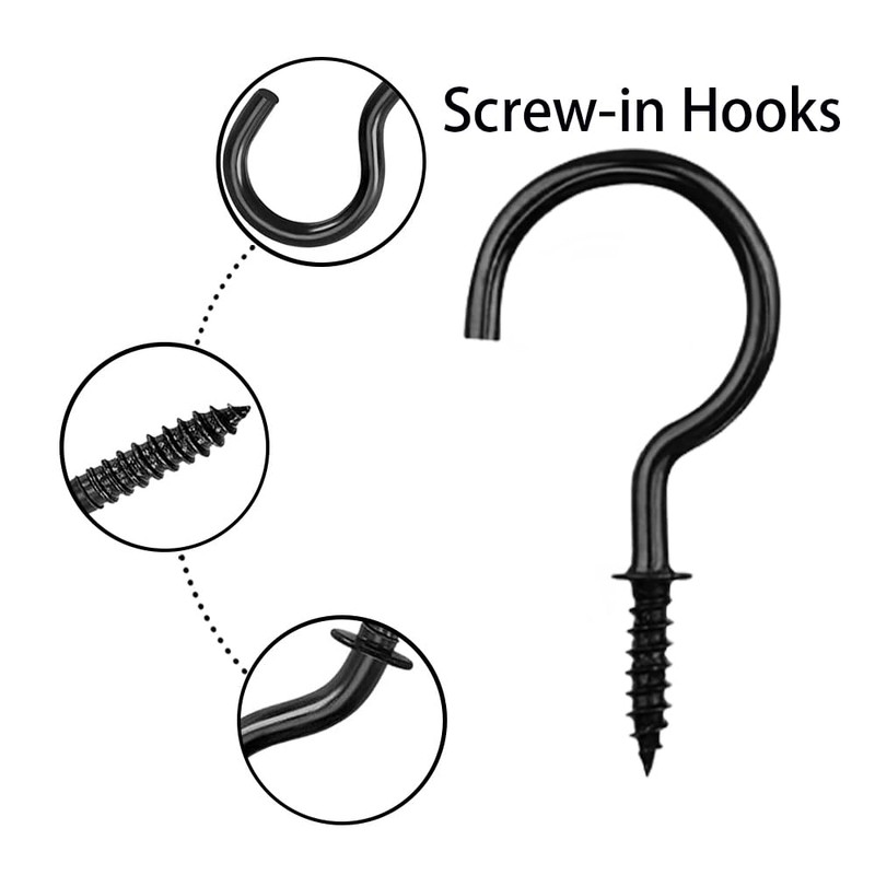 xiaozhenjida 50 Pcs Screw-in Ceiling Hooks Screw Hooks Cup Hooks