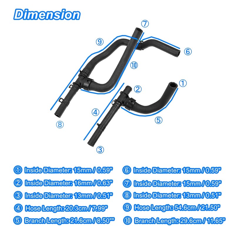 Heater Hose Set with TEE Supply-Return 5058437AK,Compatible with Dodge Journey