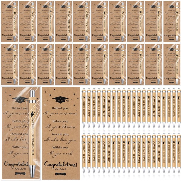 Motipuns 50 Set Graduation Gift Pens with Bookmarks Motivational Inspirational