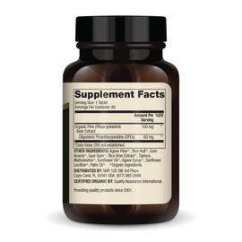 Dr. Mercola Organic Pine Bark Extract, 30 Servings (60 Tablets), With OPCs, Dietary Supplement, Antioxidant Support, Non-GMO, Certified USDA Organic