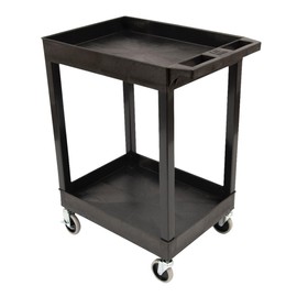Stand Steady Tubstr Compact 2 Shelf Utility Cart | Made in USA | Heavy Duty Tub Cart Holds Up to 400 lbs | Storage Cart & Rolling Tool Cart for School, Office, Garage & Warehouse (24 x 18in / Black)