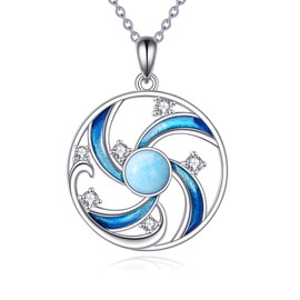 TIGER RIDER Wave Necklace Sterling Silver Larimar Pendant Ocean Jewelry for Women Birthday