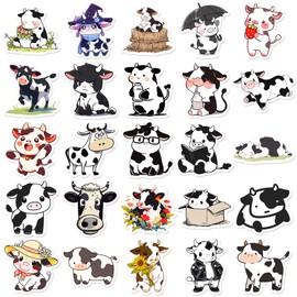 50PCS Cute Cow Sticker for Water Bottles Laptops Scrapbook Journal Dairy Skateboard Phone Bike Luggage Notebook Refrigerator Helmet Bicycle,Cartoon Animal Waterproof Decal for Kids Teens Adults