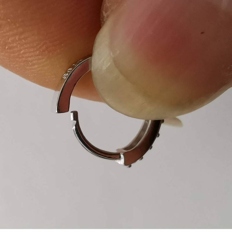 925 Sterling Silver Cubic Zirconia Tiny Mini Cartilage Small Hoop