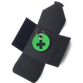 Felt Key Ring Disc with Cross (Choice of Colours) as a Gift – Made in Germany, Green