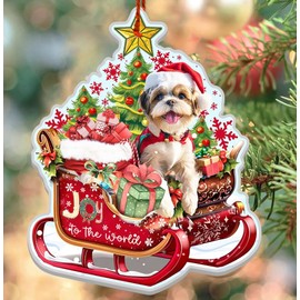 Shih TZU Christmas Ornament for Shih TZU Lovers - Christmas Decorations 2024 for Shih TZU Lovers, Pet Lovers - Shih TZU Dog Aluminum Ornaments (NOT 3D) for Christmas Tree