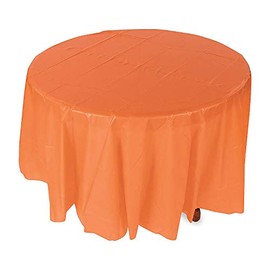 Fun Express Orange Plastic Round TABLECOVER (82") - Party Supplies - 1 Piece