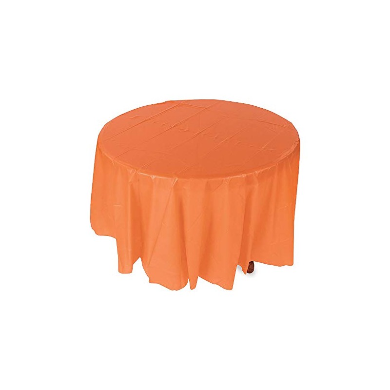 Fun Express Orange Plastic Round TABLECOVER (82") - Party Supplies