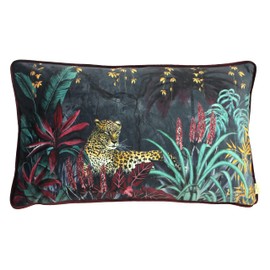 Evans Lichfield Zinara Polyester Velvet Leopard Cushion Cover 30x50cm