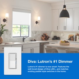 Lutron Diva Smart Dimmer Switch Kit for Caseta Lighting w/ Hub, Pico Remote & Pedestal, Smart Dimmer Works with Apple Home, Ring, Google Home, 3 Way, DVRF-BDG-1DP-A