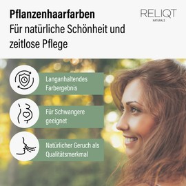 RELIQT Naturals - Plant Hair Colour Nut Brown 100% Natural & Permanent 100 g - Hair Colour for Thorough Grey Hair Coverage & Healthy Shine - Natural Cosmetics Hair Dye Additive Free