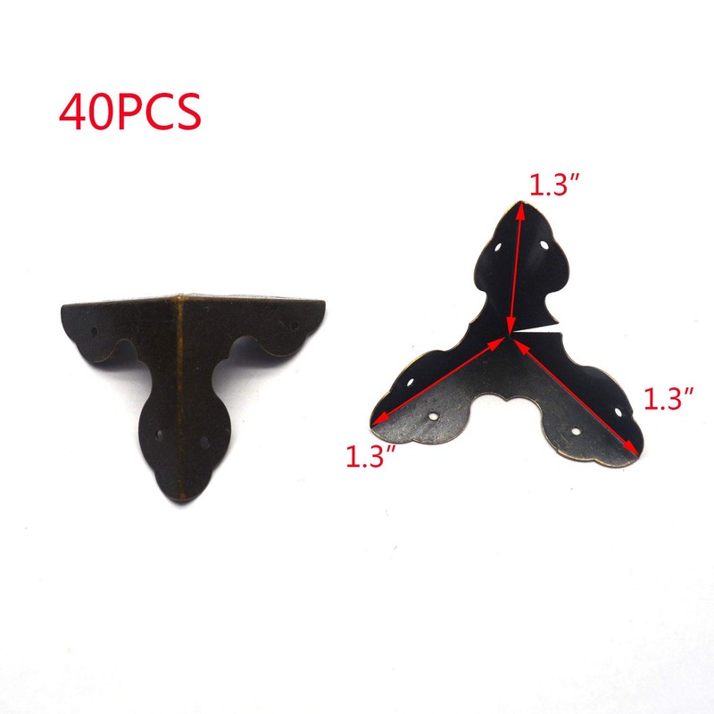 Tulead 40PCS Antique Hardware Decorative Bronze Corners Protector Metal Box