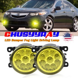 CHUSYYRAY 2x 4300K Gold Yellow Fog Lights For 11-15 Acura TSX RDX TL ILX Honda CR-V Pilot