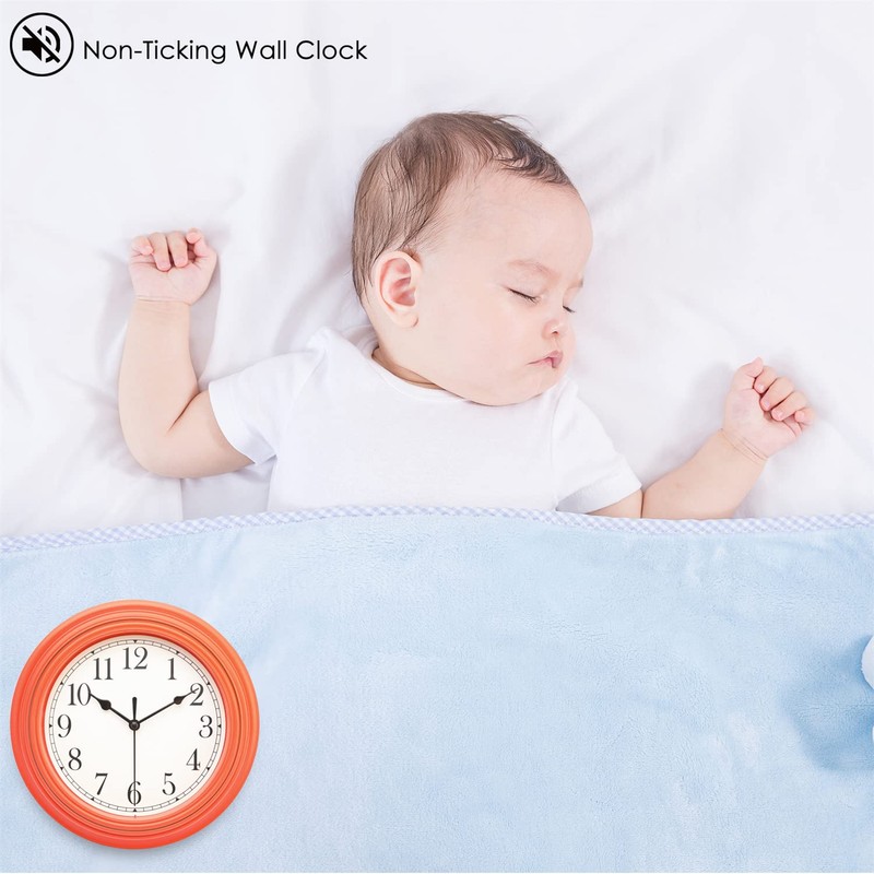 Topkey Silent Wall Clock Kitchen 9 Inch Retro Non-Ticking Decorative