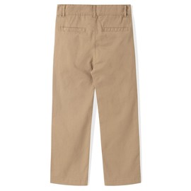 Spring&Gege Boys' Twill Flat Front Uniform Stretch Chino Dress Pants, Dark Khaki, 9-10 Years