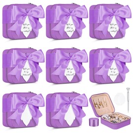 DDETYM 8 Pcs Bridesmaid Proposal Jewelry Box Bridesmaids Proposal Gift Boxes Jewelry Travel Case with 8 Message Cards,8 Pins,Women Bridesmaids Wedding Gifts Earring Ring Accessories Storage Organizer