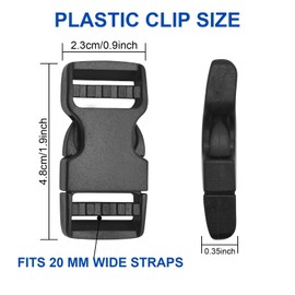 DNDGDLUA 2 x 20mm Wide Black Double Sided Plastic Click Plastic Buckle Replacement Buckle Clip Fastener for Backpack Black 20mm, black