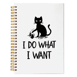 NEGIGA Funny Black Cat Notebook, Cat Gifts for Cat Lovers Girls Women, Cat Journal, Cat Mom Gifts, Cat Lady Gifts, Cute Notebook, I Do What I Want, Spiral Notebook 5.5x8.3