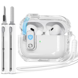 Inesore for AirPods Pro 2nd Generation Case (with Safety Lock),with Cleaner Kit,for Airpod Pro Case and Airpod Pro 2 Case,Come with One Click to Open Function,Compatible with Magsafe (Clear)