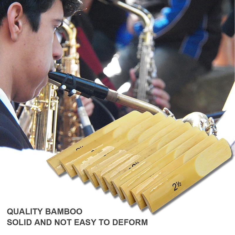 LADE 10Pcs Bamboo Reeds Strength 2.5 for Alto bB Sax