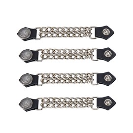 GARGOYLE BELLS Motorcycle Genuine Leather Double Chain Vest Extenders for man (4 pcs)