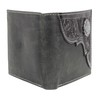 American Bison Tooled Side Bifold Wallet with Conchos–Oil Pull Up