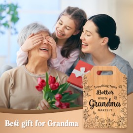 Gleevara Grandma Gifts, Gifts for Grandma, Bamboo Cutting Board Kitchen Grandma Christmas Gifts from Grandchildren on Valentines Mothers Day