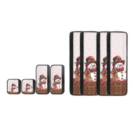 Goronwyfloyd - Juego de 8 fundas para manijas de puerta de nevera, diseño clásico y lindo muñeco de nieve, guantes de cocina, nevera, microondas, lavaplatos, puerta, tela protectora de Navidad