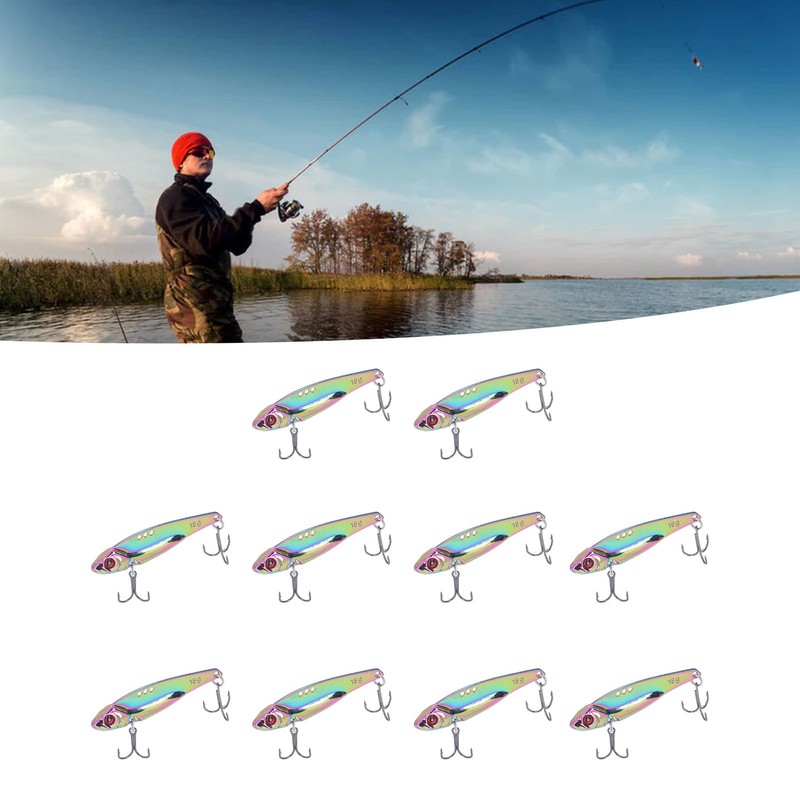 10PCS Fish Shape Artificial Bait High Simulation Aluminum Alloy Fishing