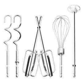 Hand Mixer Attachments Replacement for Hamilton Beach Mixer Beaters Parts 62632R 62682RZ 62692 62695V 64699 - Hand Mixer Beaters,Wire Egg Whisk,Liquid Blending Rod,Dough Hooks,Set of 6