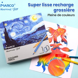 MARCO Colouring Pencils for Adults Colouring Colouring Pencils Children's Set - 100 Colours, Soft Core, Ideal for Drawing, Sketching and Shading, Thick Oil Chalk Leads 7100 por