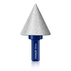 Diamond Beveling Chamfer Bits 35mm HEX Shank Countersink Drill Chamfer Bits for Tiles Marble Ceramic Granite Trimming Finishing Cleaning Enlargement of Existing Holes