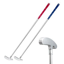 FUNGREEN Juego de 2 Palos de Golf de Dos vías para golfistas diestros o Zurdos, Cabeza de Varilla de aleación Plegable para niños y Adultos, 34 Pulgadas de Longitud (Rojo y Azul)