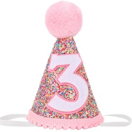 Eoopoon Eoopoon Rainbow Glitter Cone Birthday Crown for Boys and Girls - Perfect Party Decoration