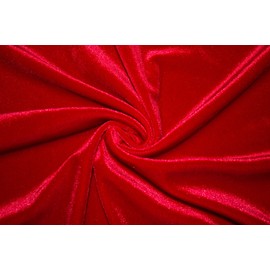 Lycra Stretch Velvet Fabric Solid 2-Way Stretch Polyester Spandex Lycra by The Yard (Red)