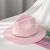 Gossifan Women Men Wide Brim Fedoran Hat with Chain Belt