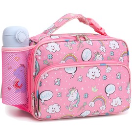 FlowFly Kids Lunch box Insulated Soft Bag Mini Cooler Back to School Thermal Meal Tote Kit for Girls, Boys, Rainbow