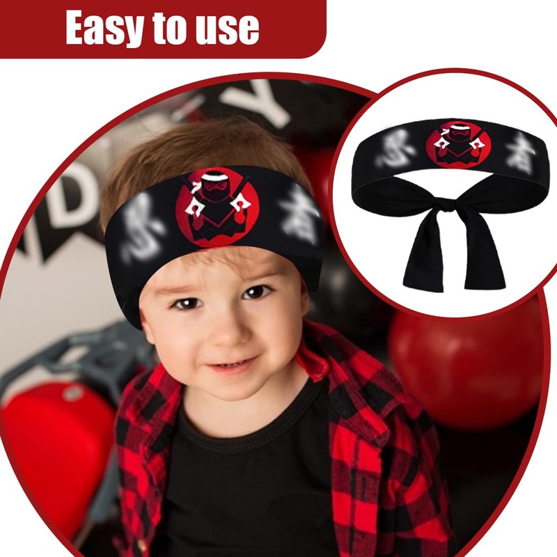 YAPKOLV Pack of 4 Ninja Headbands, Party Accessories, Children's Birthday