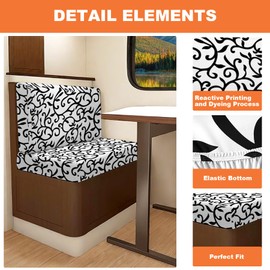 FUANGUI RV Dinette Cushion Covers - Stretch Camper Cushion Booth Seats Replacement - Washable Sofa Furniture Protector (C18, 2 Bench & 2 Backrest)