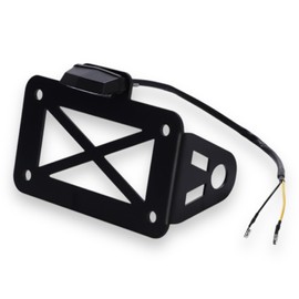 Kanoan Motorcycle Side Number Stay with LED License Plate Light for Harley Chopper Steed Cab Bobber American Vintage Motorcycle Side Mount General Purpose Outside Custom Parts Side Number License