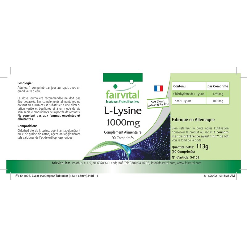 Fairvital High Dose Lysine – 1000 mg – High Dose