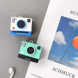 for Airpods 1/2 Hooks Ring Grip Case Silicone,Cute Cartoon 3D Air pods Design Cover, Fashion Stylish Funny Cases for Kids Girls Teens Boys Character Skin Keychain Airpod (2Pieces Camera)