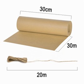 Carta Kraft, Carta Regalo Marrone Carta Da Pacchi 30cm*30m Con Cavo 20m Per Confezioni Regalo, Artigianato, Produzione Fai Da Te, Decorazione, Ecc
