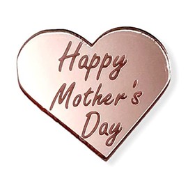 Happy Mother's Day Cupcake Toppers Discs - Set of 6 (Rose Gold Heart) Rose Gold Heart