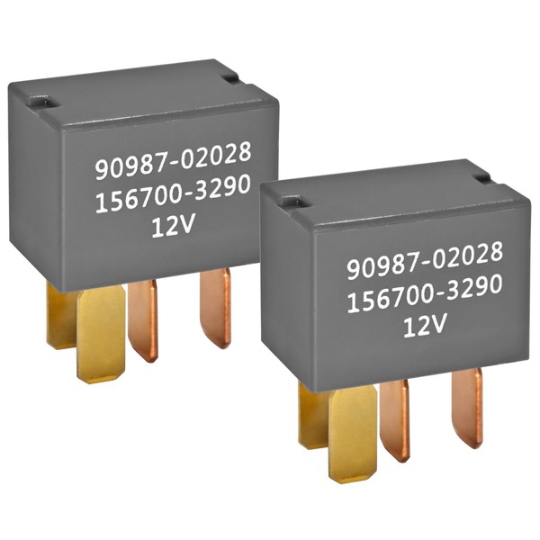 Relay 90987-02028 (Pack of 2), 12VDC 30A 4Pin AC Automotive