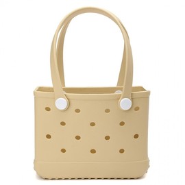 New EVA Waterproof Beach Bag Gummy Pop Style Perforated Storage Travel Tote Bag Soft Waterproof 27x11x21/Purple 4ea