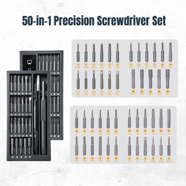 POWERTEC 50-in-1 Micro Precision Screwdriver Set – Magnetic Repair Tool Kit with S2 Bits, Tweezers, Spudger & Aluminum Handle for Electronics, Phones, Laptops, Watches, Glasses & More (72277)