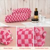 2Pcs Checkered Makeup Bag Knitted Cosmetic Bag,Large Capacity Makeup Bag