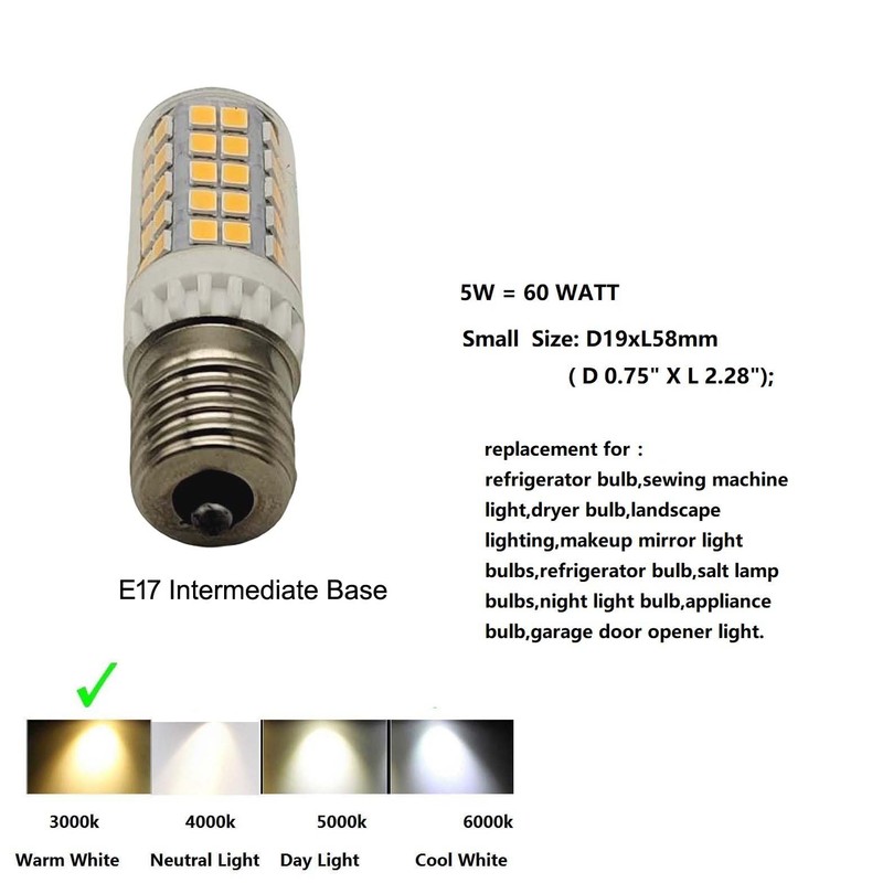 WELESHEI E17 Led Bulb Microwave Oven Light Equivalent 60w Incandescent