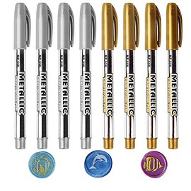 Wax Seal Pen Kit, ANBOSE 8 PCS Metallic Marker Color Pen for Decorating Wax Seal Stamp, Premium Wax Seal Pen Set for Wedding Wax Envelope Seal, Fit All Wax Seal Beads or Wax Seal Sticks